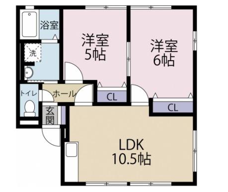 リーベンII(2LDK/1階)の間取り写真