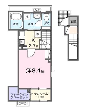 ジャン ノーブル M(1K/2階)の間取り写真