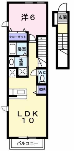 プリムヴェールA(1LDK/2階)の間取り写真