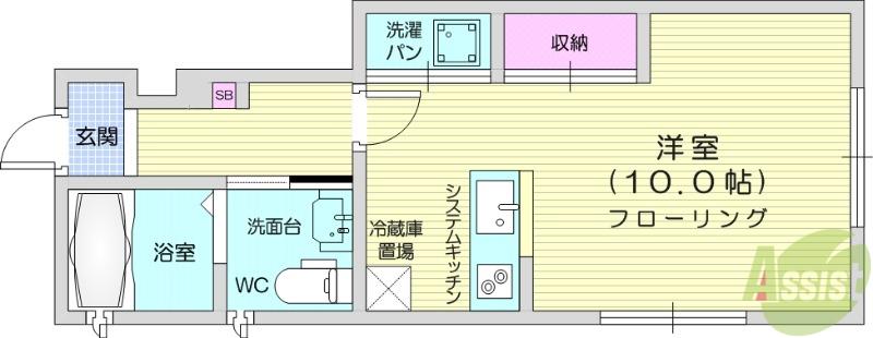 イルドラシテⅠ(ワンルーム/1階)の間取り写真