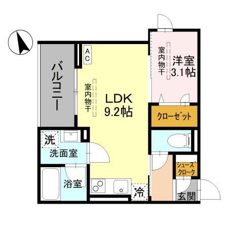 TORISIAS 東城南 B B(1LDK/2階)の間取り写真
