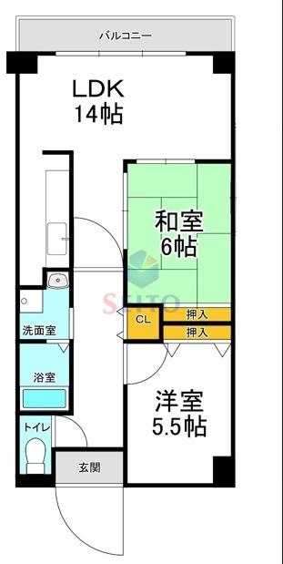デイグラン千里(2LDK/1階)の間取り写真