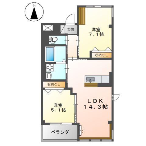 KAMISAKURA(2LDK/3階)の間取り写真