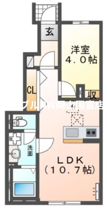 シャフル(1LDK/1階)の間取り写真