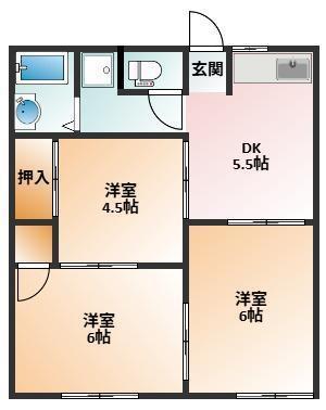 フォーブル錦(3DK/1階)の間取り写真