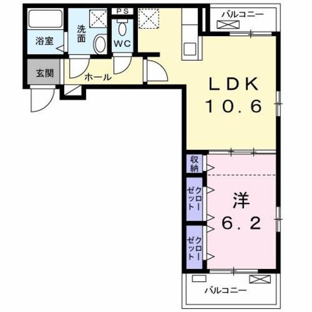フォルシュ ライゼ(1LDK/2階)の間取り写真