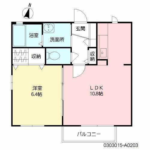 サンパティック亀野(1LDK/2階)の間取り写真
