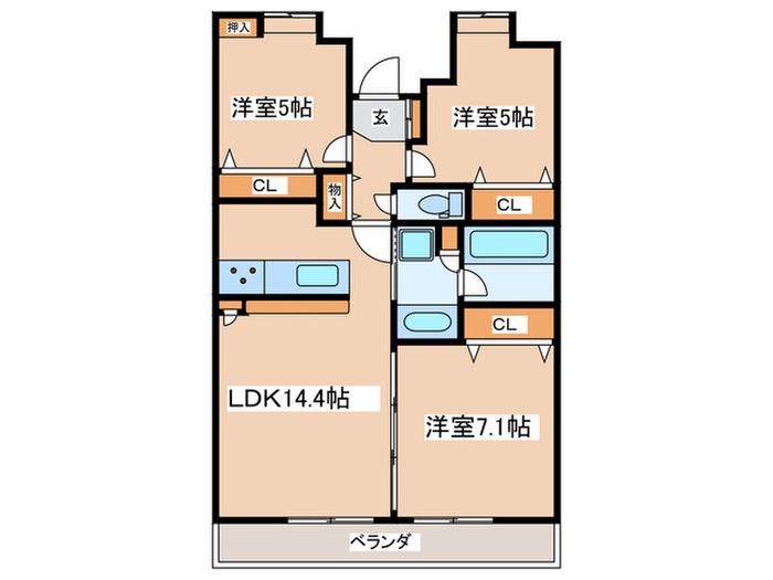 ライオンズステージ関内メダリオン(3LDK/8階)の間取り写真