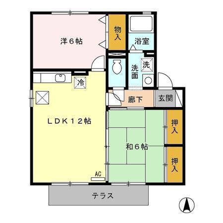 フローラルビレッジI番館(2LDK/1階)の間取り写真
