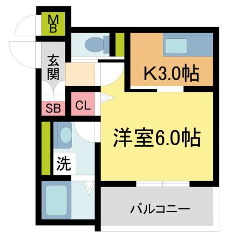 コスモガーデン光明町(1K/1階)の間取り写真