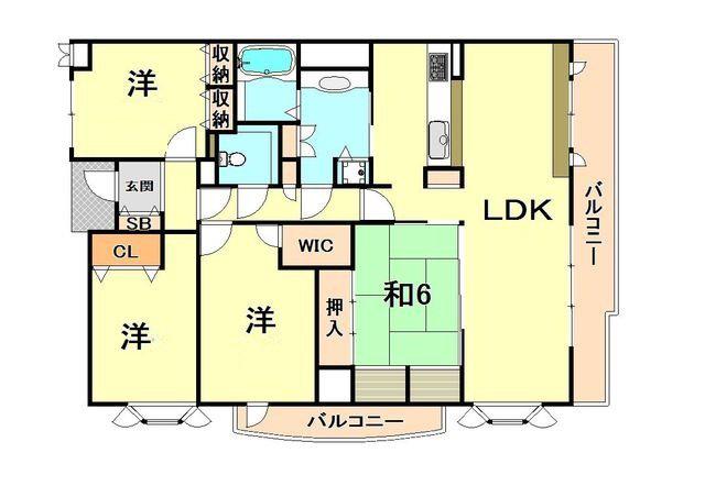アーデンコート住吉川(4LDK/3階)の間取り写真