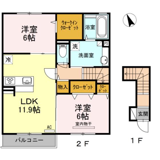 ハッピーコーポC(2LDK/2階)の間取り写真