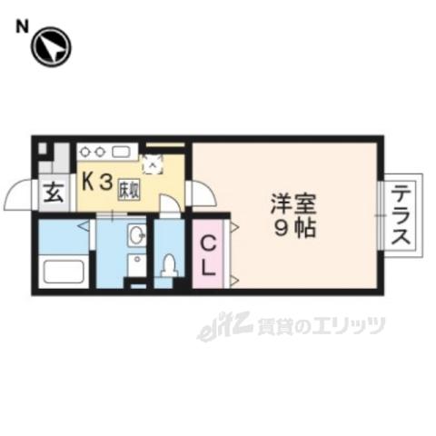 コンフォートMⅡ(1K/1階)の間取り写真