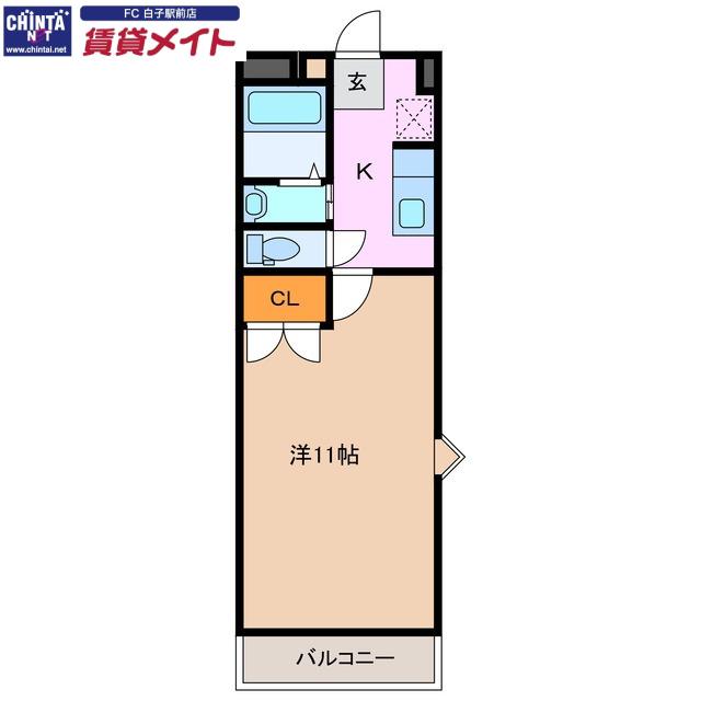 プチパレット(1K/2階)の間取り写真