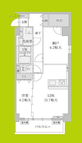 ル・モベイ天神橋(1SLDK/4階)の間取り写真