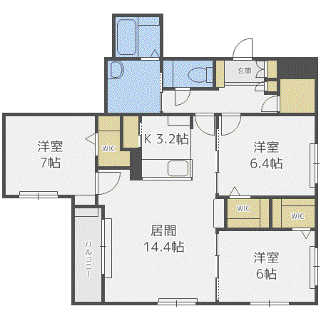 ARUKAS白石(3LDK/4階)の間取り写真