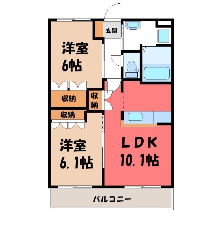 ル プランタン(2LDK/1階)の間取り写真