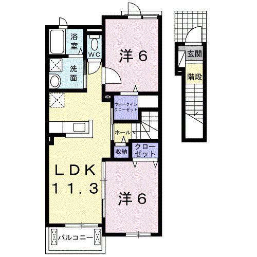 オーブ II(2LDK/2階)の間取り写真