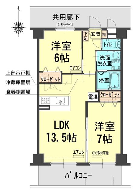 シェルブルー(2LDK/3階)の間取り写真