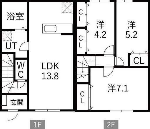 ルミ II(3LDK/1階)の間取り写真
