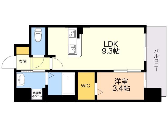 ラクラス呉服町(1LDK/7階)の間取り写真