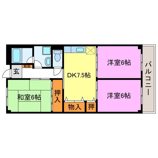 リンピア幸(3DK/2階)の間取り写真