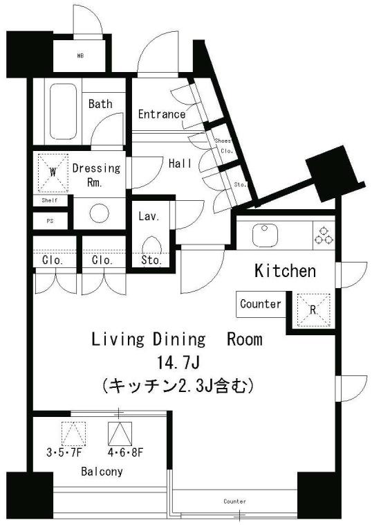 パークアクシス麻布仙台坂(ワンルーム/2階)の間取り写真