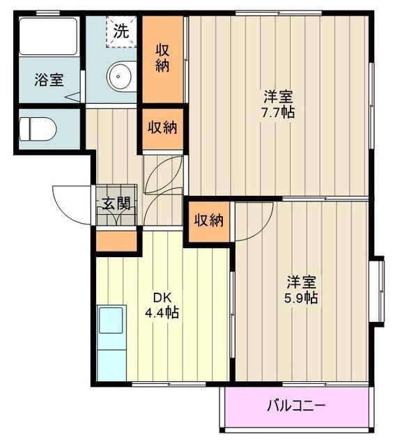 サンハイツクリハラB(2DK/2階)の間取り写真