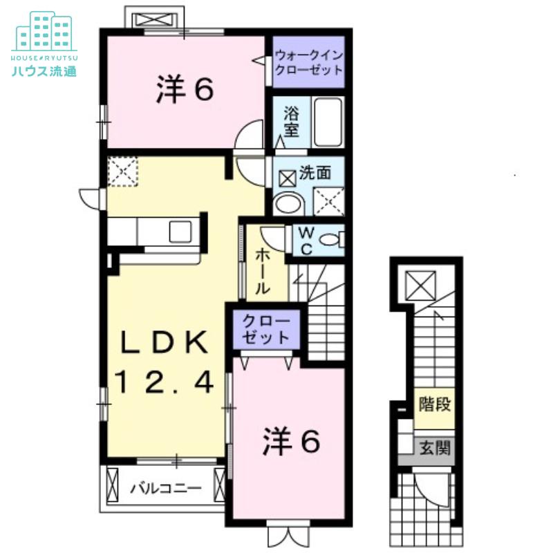 ウィングメゾンB(2LDK/2階)の間取り写真