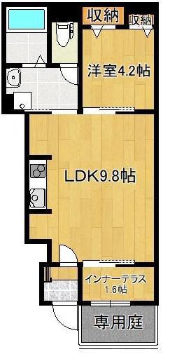 TMフォルトゥーナ(1LDK/1階)の間取り写真