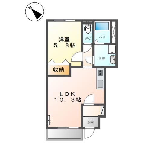 スターテラス 四季(1LDK/1階)の間取り写真