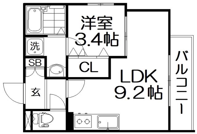 RETERASU光善寺(1LDK/2階)の間取り写真