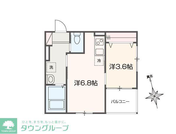 MELLAS川口(1DK/2階)の間取り写真
