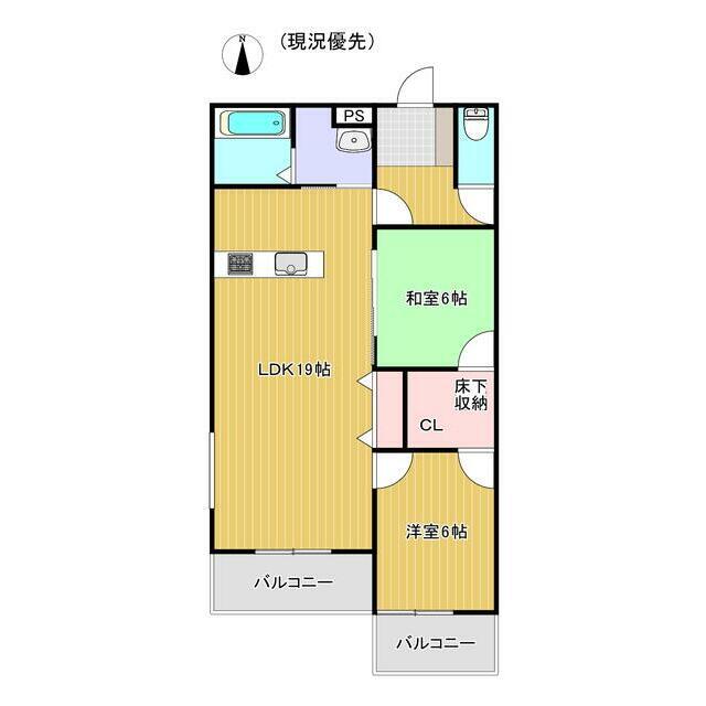 シェ・モア・ドーヴィル(2LDK/2階)の間取り写真