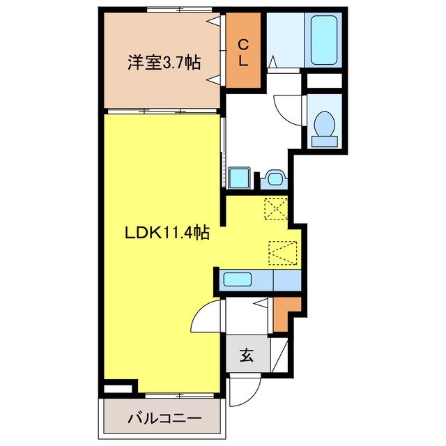 名鉄竹鼻線 柳津駅(岐阜) 徒歩13分 2階建 築17年(1LDK/1階)の間取り写真
