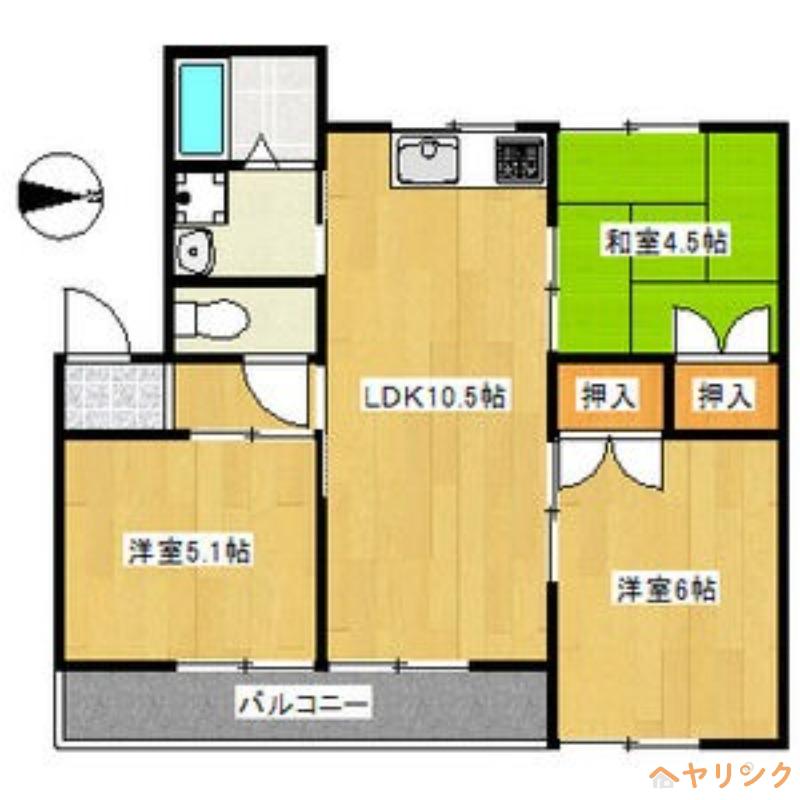 エクセル東丘(3LDK/1階)の間取り写真