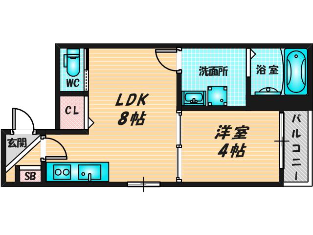 バズ北巽(1LDK/1階)の間取り写真