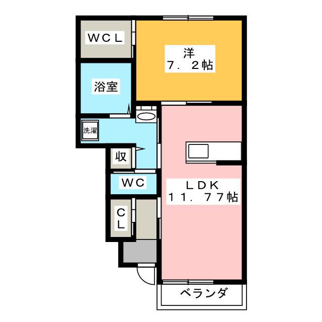 ジェネルー三方原(1LDK/1階)の間取り写真