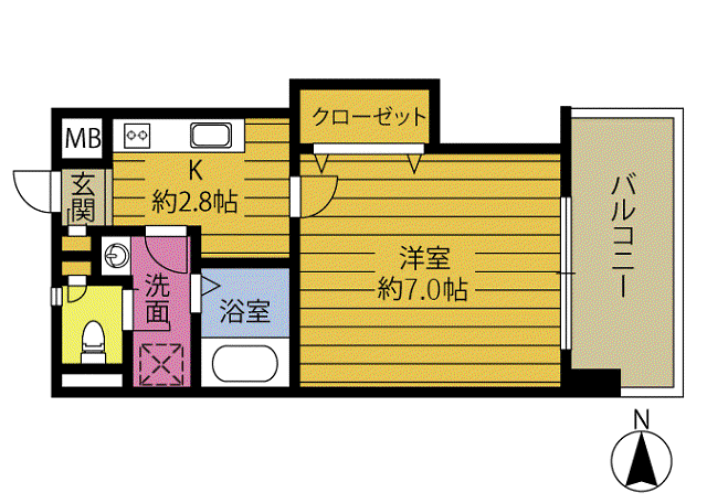 B-STAGE(1K/7階)の間取り写真