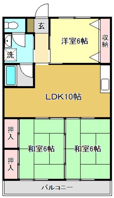 カーサ一ツ橋(3LDK/2階)の間取り写真