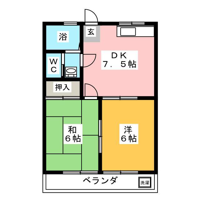 ビューコート(2DK/2階)の間取り写真