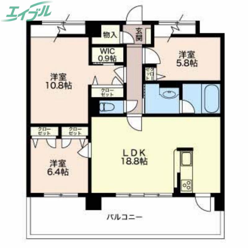 グリーンベル(3LDK/6階)の間取り写真