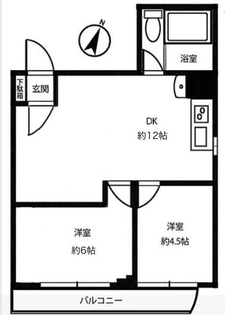 VIP大塚香川ビル(2LDK/6階)の間取り写真
