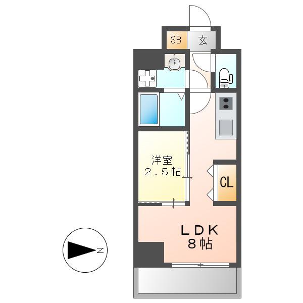 ルネフラッツ黒川II(1LDK/11階)の間取り写真