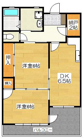 メゾン・ド陶山(2SDK/5階)の間取り写真