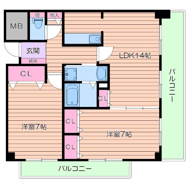 アビタシオン橋本III(2LDK/5階)の間取り写真