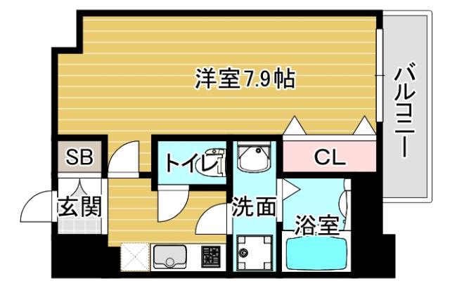 アドバンス大阪ベイシティ(1K/3階)の間取り写真