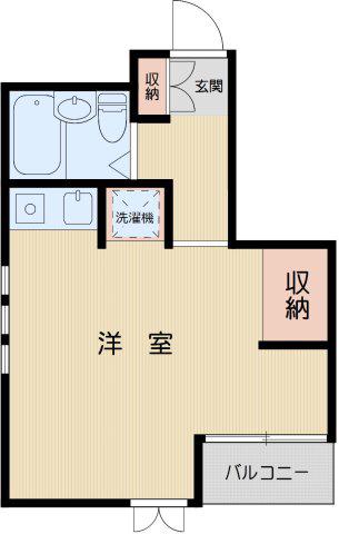 白稜ハイム(ワンルーム/2階)の間取り写真