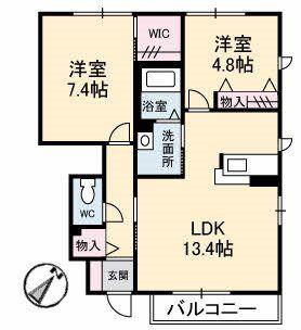 シャーメゾン常盤 A(2LDK/1階)の間取り写真
