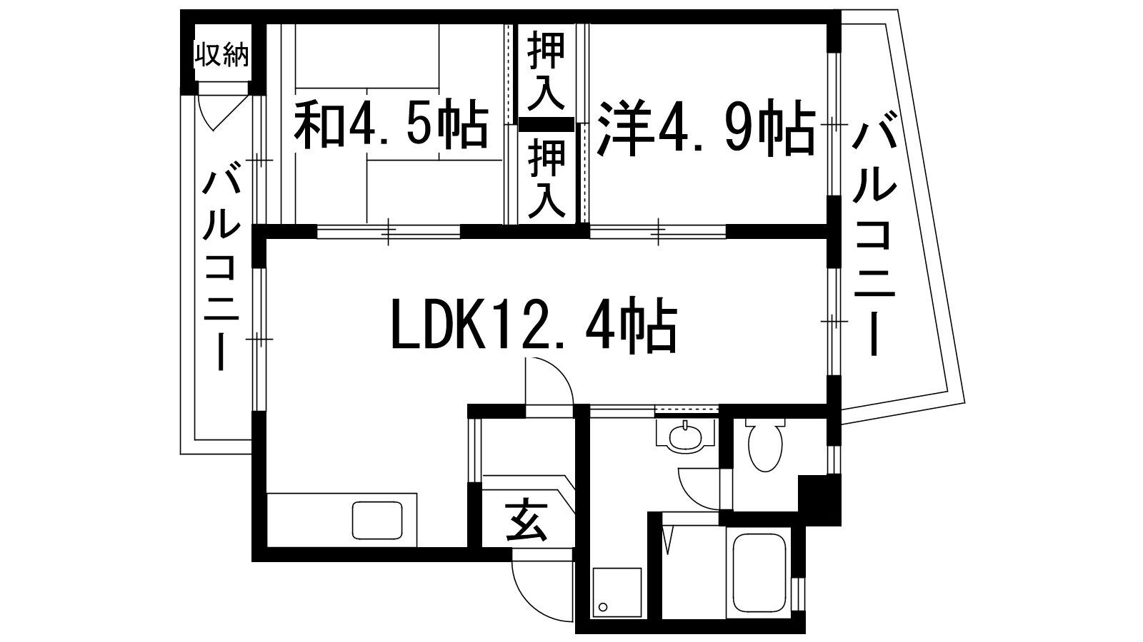 逆瀬川20号棟(2LDK/5階)の間取り写真
